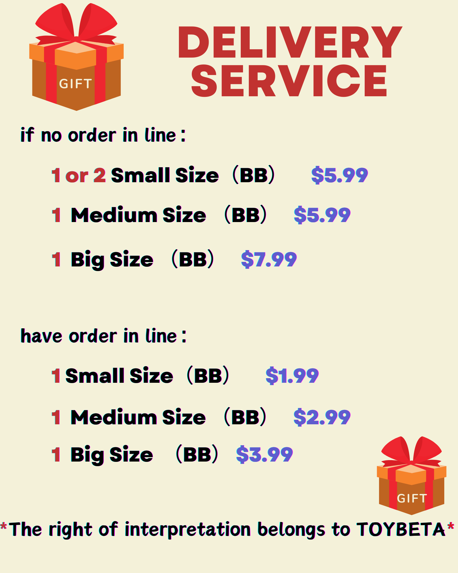 【Sale】Toybeta Gift Service - PLEASE ORDER SEPARATELY